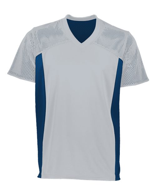 Augusta Sportswear Youth Reversible Flag Football Jersey — Silver/ Navy — Front