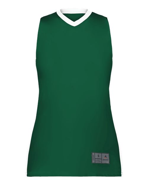 Augusta Sportswear Women's Match-Up Basketball Jersey — Dark Green/ White — Front