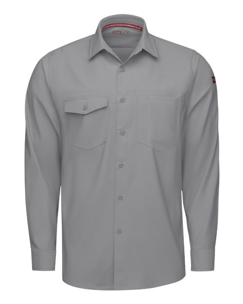 Red Kap Men's Cooling Long Sleeve Work Shirt — Gravel — Front