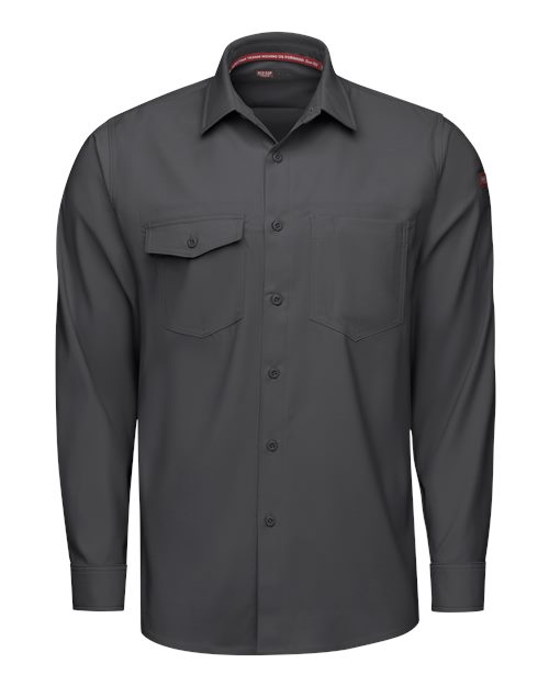 Red Kap Men's Tall Cooling Long Sleeve Work Shirt — Carbon — Front