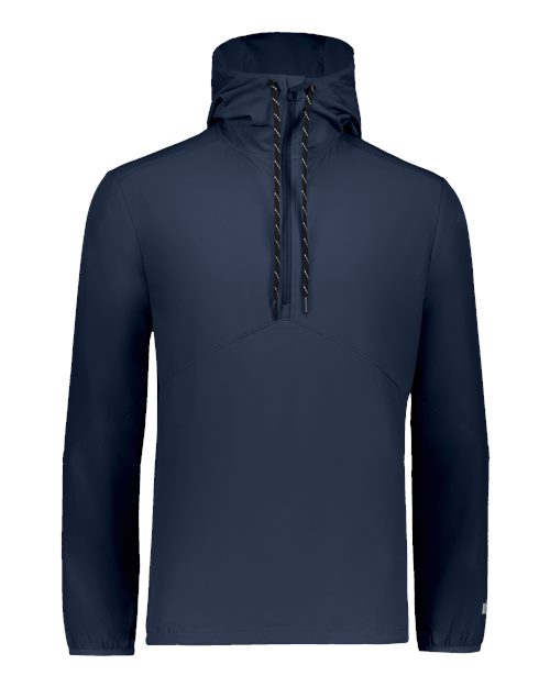 Russell Athletic Unisex Legend Hooded Quarter-Zip Pullover — Navy — Front
