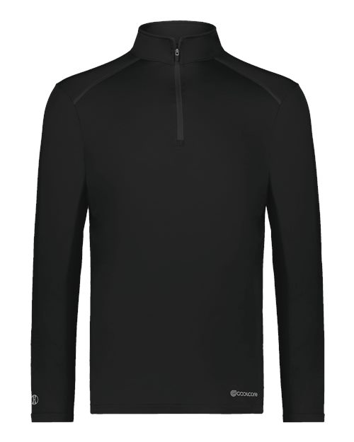Holloway Men's CoolCore® Quarter-Zip Pullover — Black — Front