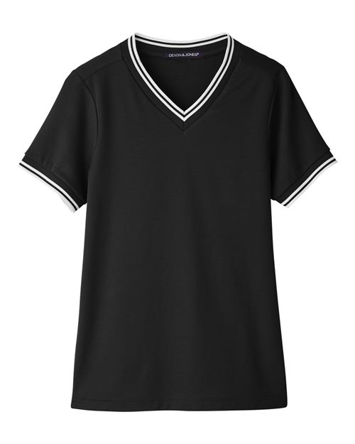 Women's CrownLux Performance® Plaited Tipped V-Neck Shirt