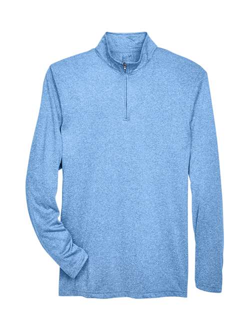 UltraClub Men's Cool & Dry Heathered Performance Quarter-Zip Pullover