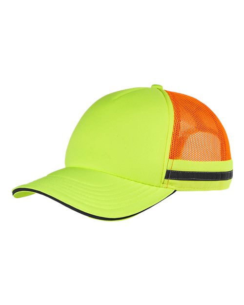 Big Accessories Safety Trucker Cap — Neon Yellow/ Neon Orange — Front