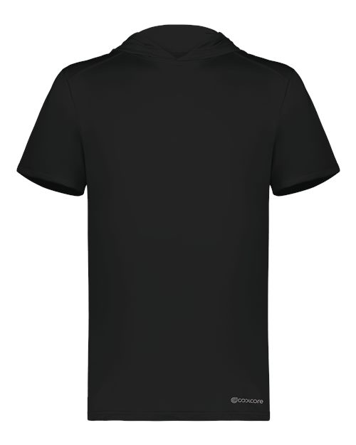 Holloway Men's Hooded T-Shirt Powered by Coolcore — Black — Front