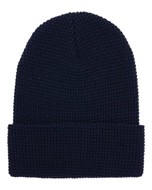 YP Classics Waffle Cuffed Knit Beanie — Navy — Front