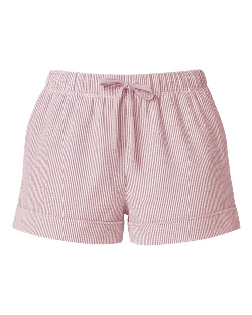 Boxercraft Women's Seersucker Shorts — Pink/ White Stripe — Front
