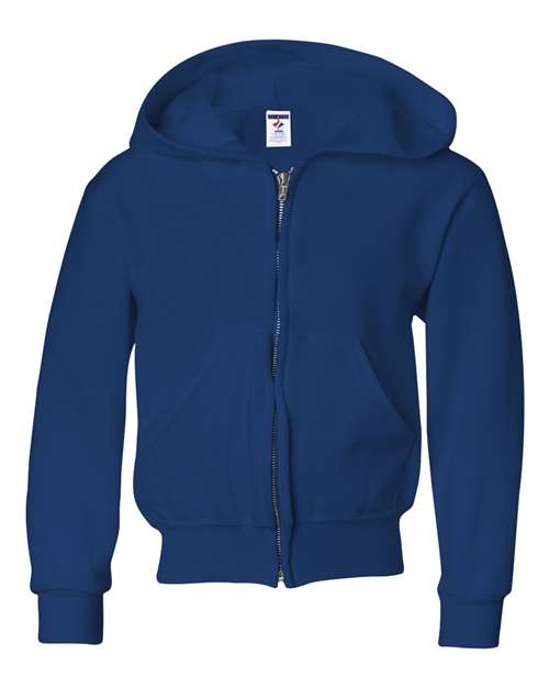 JERZEES Youth NuBlend® Full-Zip Hooded Sweatshirt — Royal — Front