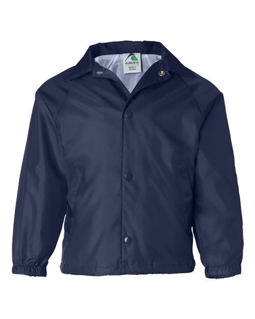 Augusta Sportswear Youth Coach's Jacket — Navy — Front