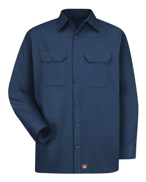 Red Kap Men's Utility Long Sleeve Work Shirt — Navy — Front