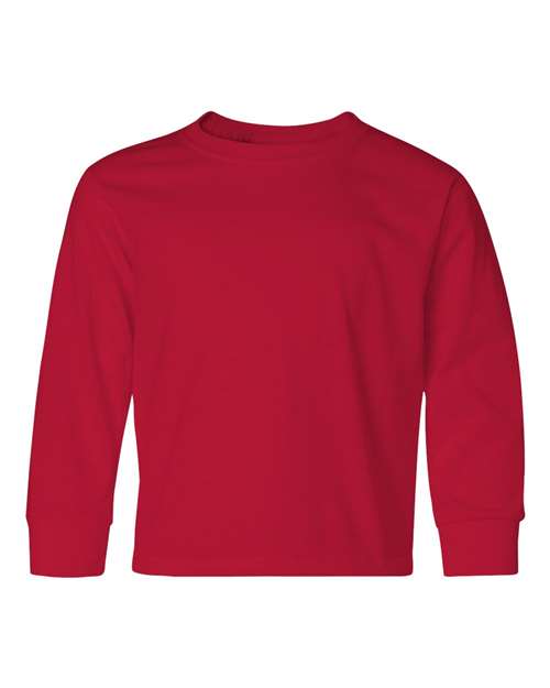 JERZEES Youth Dri-Power® Long Sleeve 50/50 T-Shirt — True Red — Front