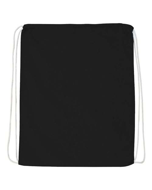 Q-Tees Economical Cotton Drawstring Bag — Black — Front