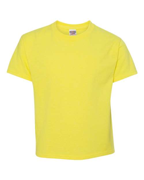 JERZEES Youth Dri-Power® 50/50 T-Shirt — Neon Yellow — Front