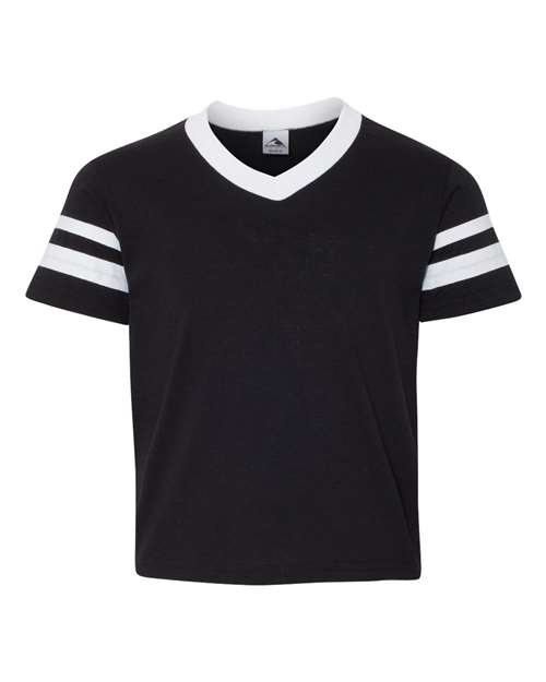 Augusta Sportswear Youth V-Neck Jersey with Striped Sleeves