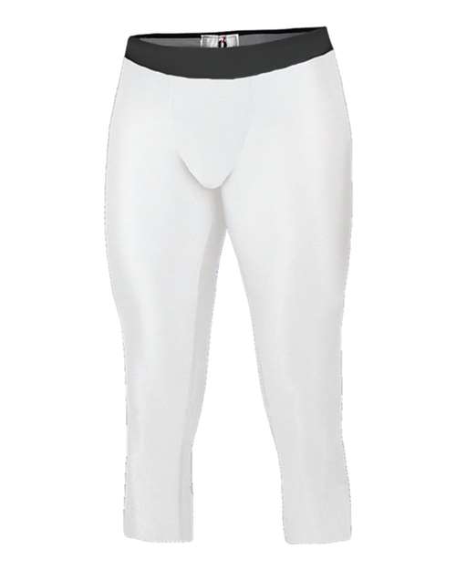 Badger Youth Compression Calf-Length Tights — White — Front
