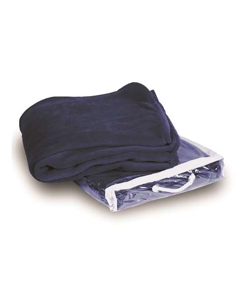 Alpine Fleece Micro Coral Fleece Blanket — Navy — Front