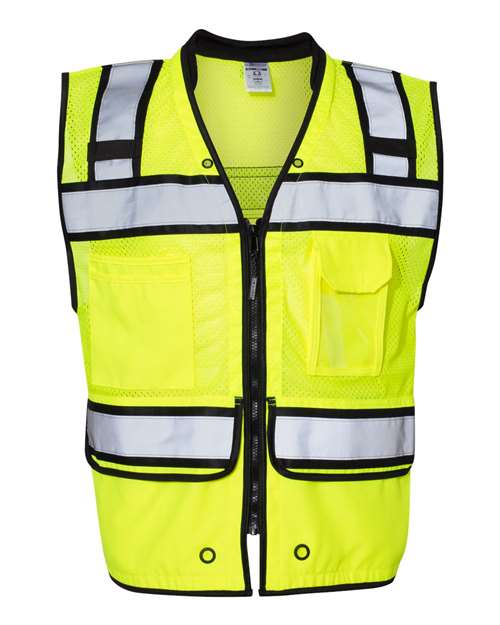 Kishigo Unisex High-Performance Surveyors Vest — Lime — Front