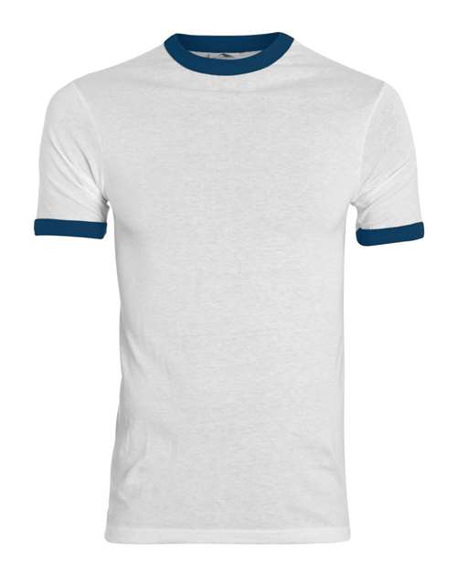 Augusta Sportswear Youth Ringer T-Shirt — White/ Navy — Front