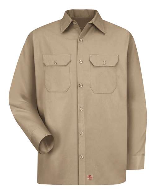 Red Kap Men's Tall Utility Long Sleeve Work Shirt — Khaki — Front