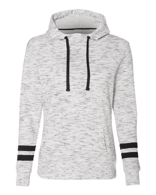 J. America Women’s Mélange Fleece Striped-Sleeve Hooded Sweatshirt