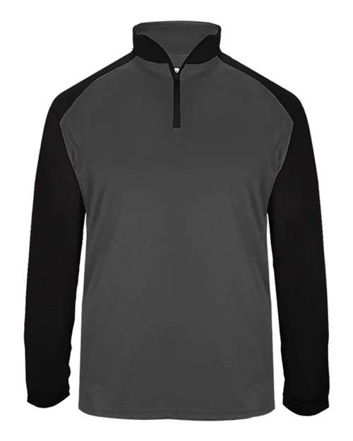Badger Men's Ultimate SoftLock™ Sport Quarter-Zip Pullover — Graphite/ Black — Front