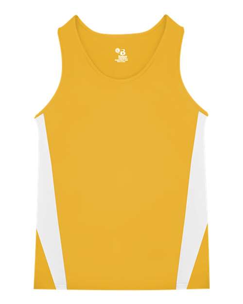 Alleson Athletic Youth Stride Singlet — Gold/ White — Front