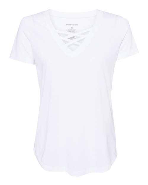 Boxercraft Women’s Cage Front T-Shirt — White — Front