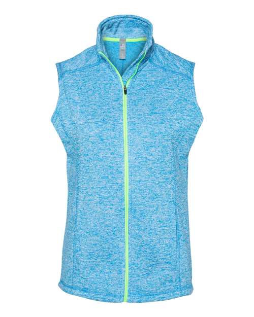 J. America Women’s Cosmic Fleece Vest — Electric Blue/ Neon Green — Front