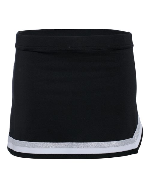 Augusta Sportswear Girls' Pike Cheer Skirt — Black/ White/ Metallic Silver — Front