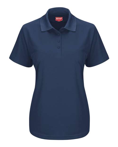 Red Kap Women's Performance Knit Pocketless Core Polo — Navy — Front