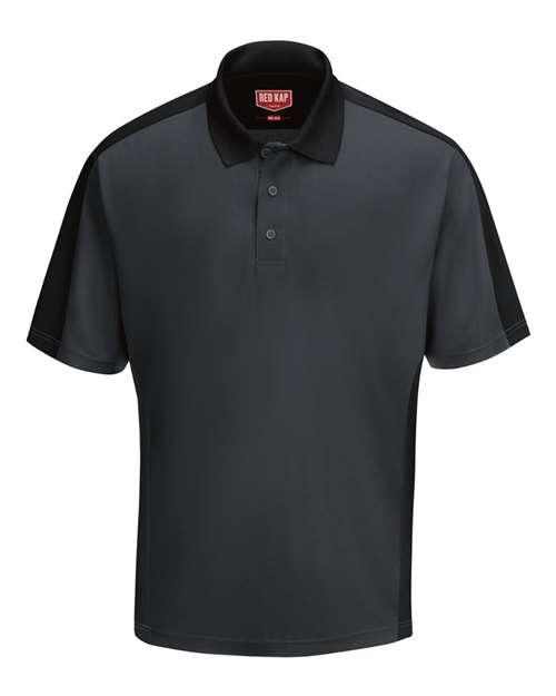Red Kap Men's Performance Knit Two Tone Polo — Charcoal/ Black — Front