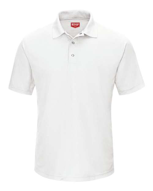 Red Kap Men's Performance Knit Gripper-Front Polo — White — Front
