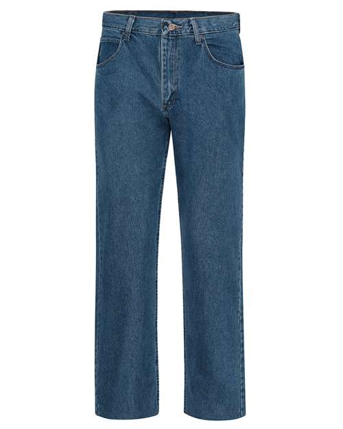 Red Kap Men's Extended Sizes Relaxed Fit Jean — Stonewash - Unhemmed — Front