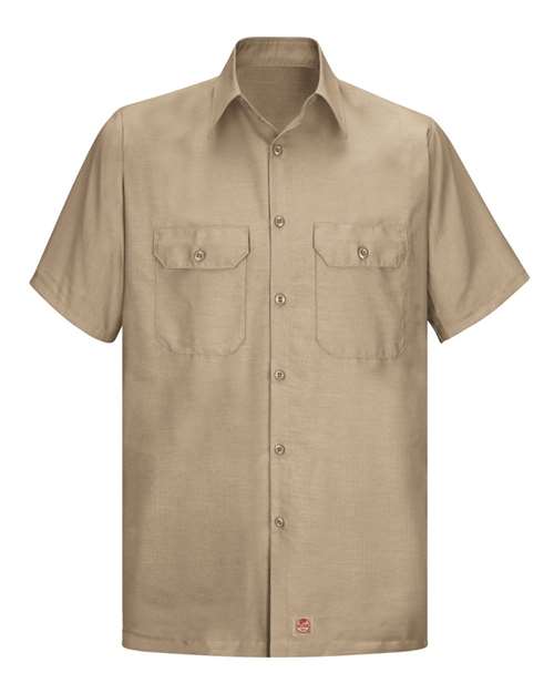 Red Kap Men's Tall Ripstop Short Sleeve Work Shirt — Khaki — Front
