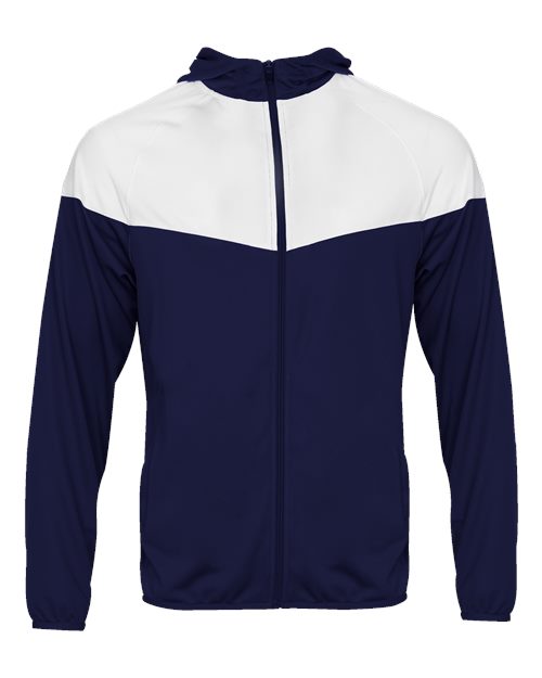 Badger Youth Sprint Outer-Core Jacket — Navy/ White — Front