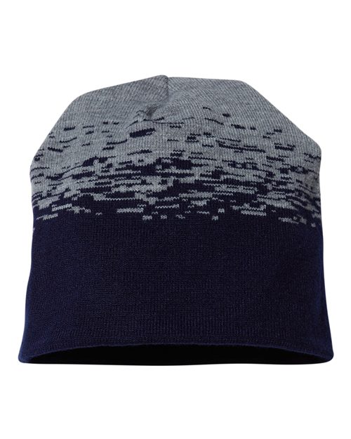 CAP AMERICA USA-Made Static Beanie — True Navy/ Heather Grey — Front