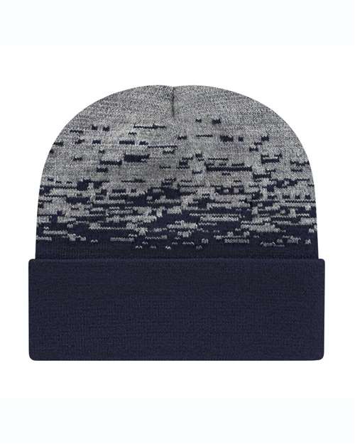 CAP AMERICA USA-Made Static Cuffed Beanie — True Navy/ Heather Grey — Front