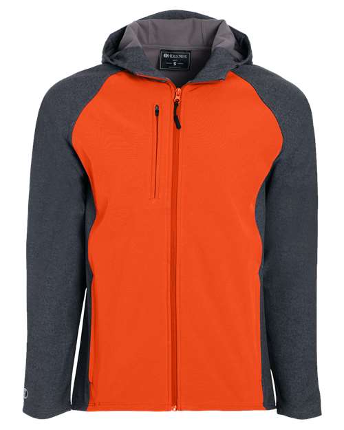 Holloway Men's Raider Hooded Soft Shell Jacket — Carbon Print/ Orange — Front