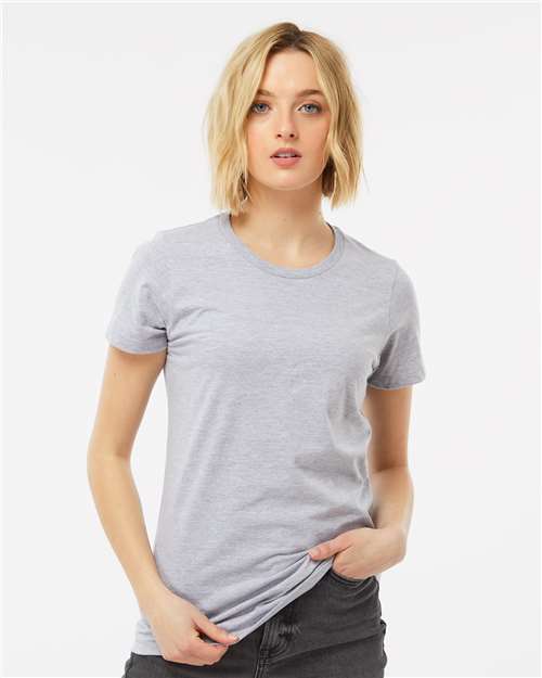 Tultex Women's Premium Cotton T-Shirt — Heather Grey — On model · front