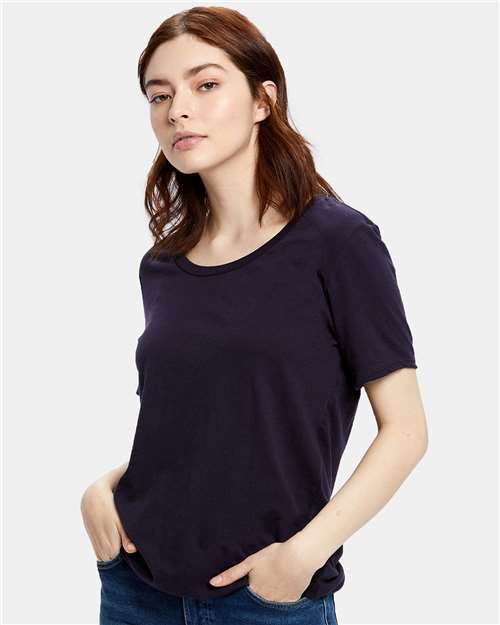 US Blanks Women's Loose Fit Boyfriend Tee — Midnight Navy — On model · front