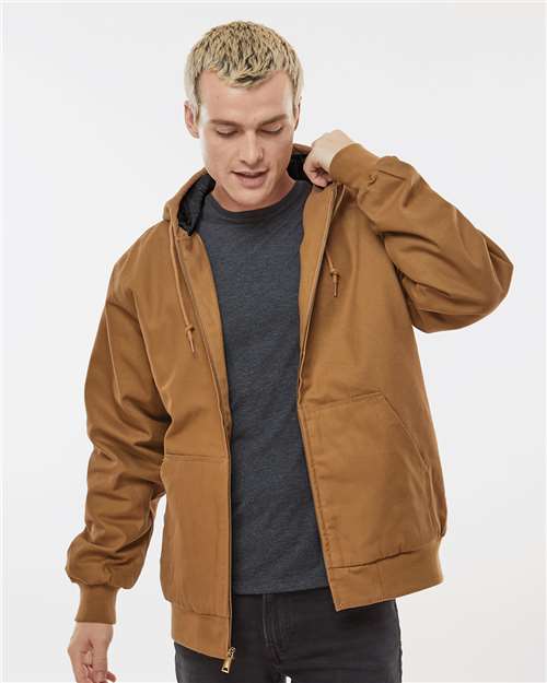Independent Trading Co. Men's Insulated Canvas Workwear Jacket — Saddle — On model · front