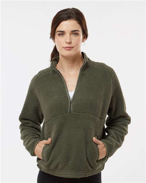 Boxercraft Women's Everest Half-Zip Pullover — Olive — On model · front