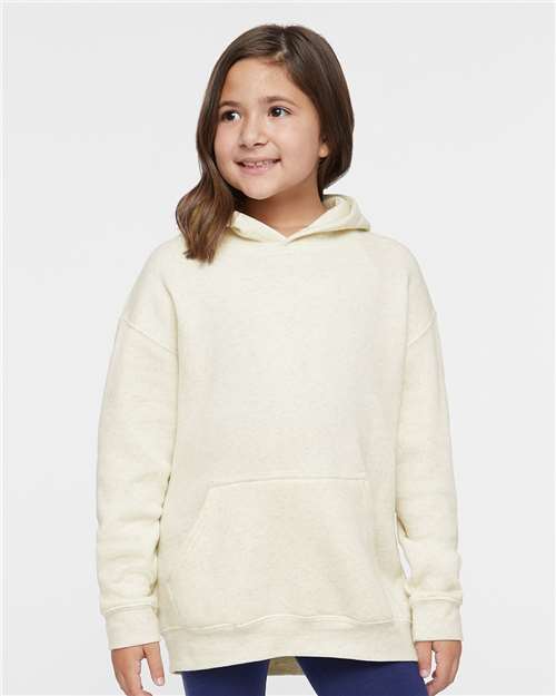 LAT Youth Fleece Hoodie Sweatshirt — Natural Heather — On model · front