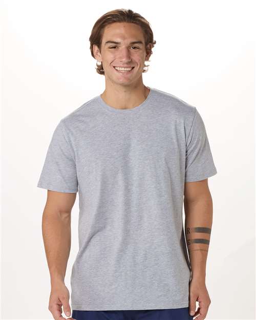 Boxercraft Men's Basic Crew T-Shirt — Oxford Heather — On model · front