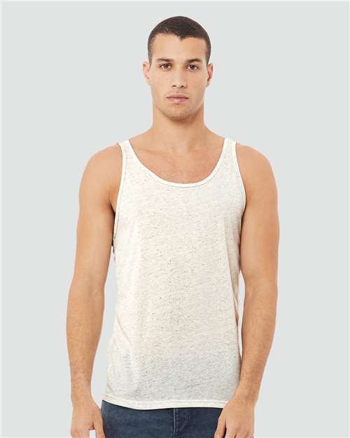 BELLA + CANVAS Unisex Triblend Tank — Oatmeal Triblend — On model · front