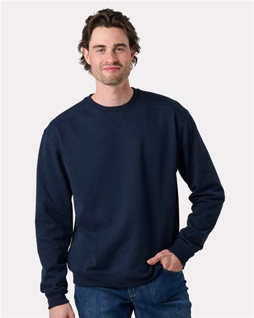 Recover Unisex Recycled Crewneck Sweatshirt — Navy — On model · front