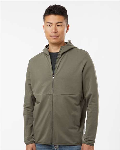 Independent Trading Co. Unisex Perform Full-Zip Hooded Sweatshirt — Pine — On model · front