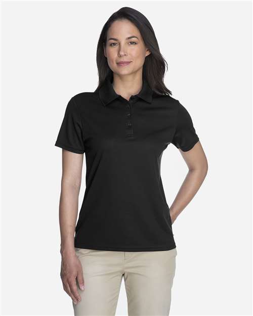 CORE365 Women's Origin Performance Piqué Polo — Black — On model · front