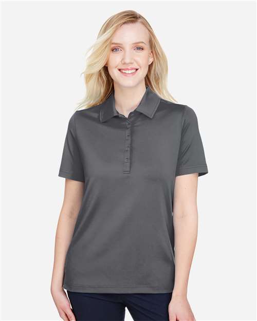 Devon & Jones Women's CrownLux Performance® Range Flex Polo — Graphite — On model · front
